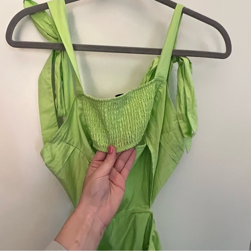 Lime Green Cut Out Midi Dress - Picture 7 of 10